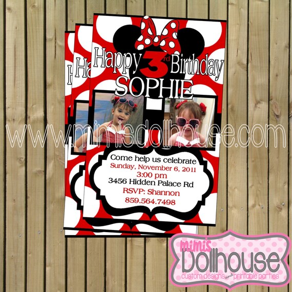 Minnie Mouse Birthday Invitation-Personalized-JPEG/PDF Il_570xn