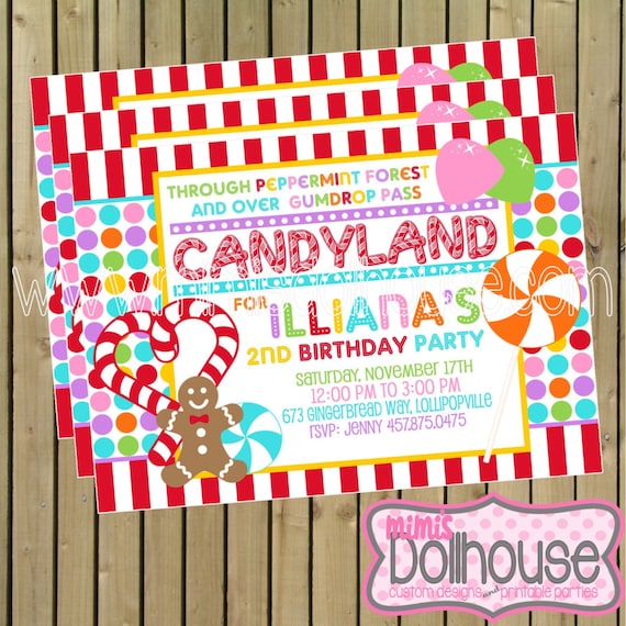 Candyland Invitation Printable Candy Land by MimisDollhouse