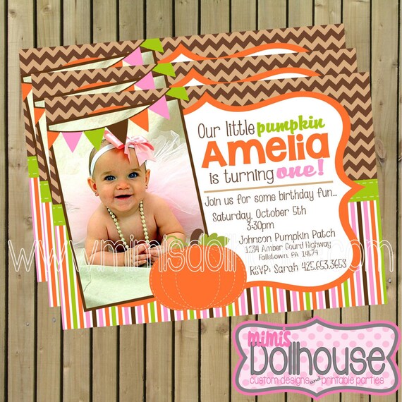 Pumpkin Invitation- Little Pumpkin Invitation- Pumpkin Birthday invitation PDF/JPEG Il_570xn