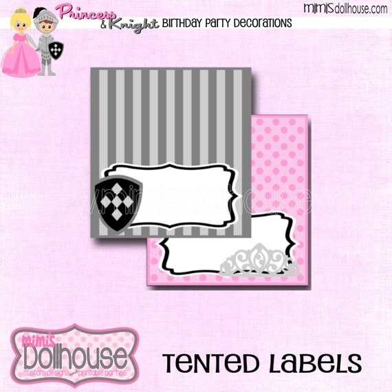 Princess & Knight Tented Labels-Fairytale Princess and the Knight Tented Labels-PDF Il_570xn