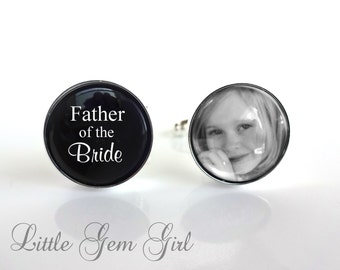 Father of the Bride Cufflinks - Custom Photo Wedding Cuff Links - Fathers Day Wedding Keepsake - Sterling Silver or Stainless Steel