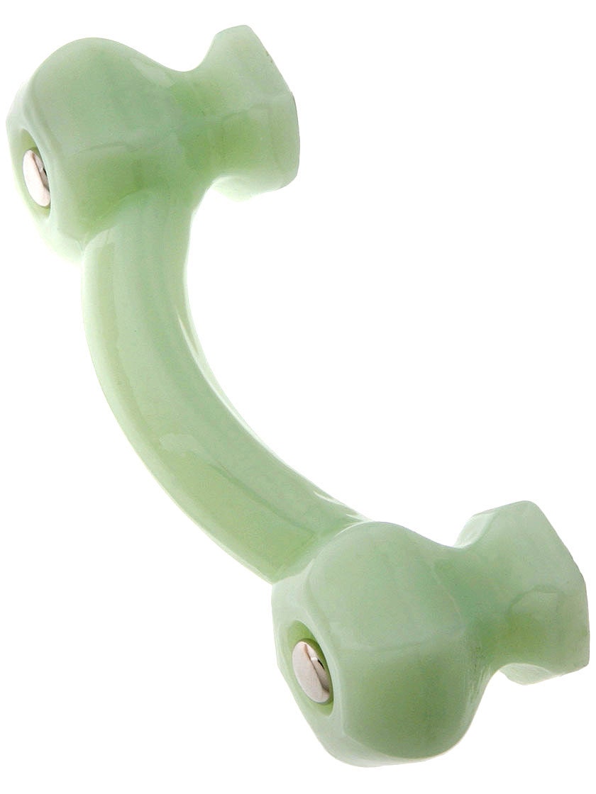 6 Jadeite Green Milk Glass Handles Drawer Pulls