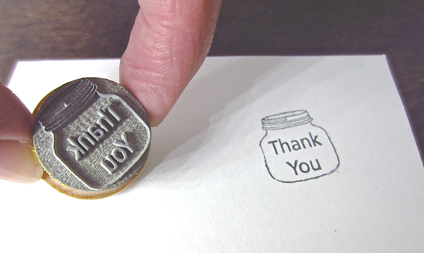 Thank You Stamp Small Stamp for gift tags back of handmade