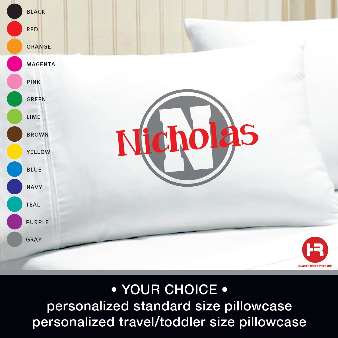 Monogram Pillowcase Boys Personalized Pillow case Printed