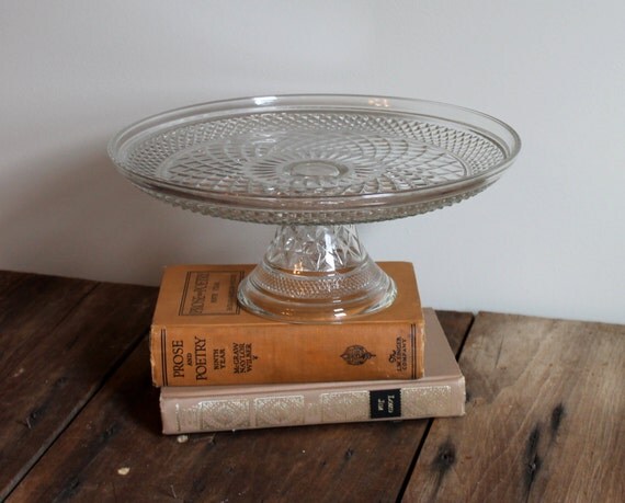  Cake  Stand  Glass Vintage Clear  Pedestal  by TheSquirrelCottage