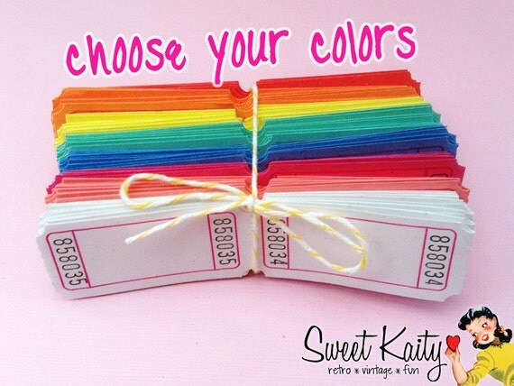 200 Carnival Tickets - CHOOSE YOUR COLORS - Wedding - Birthday Party - Carnival - Retro Vintage Fun - Circus Party - Raffle Tickets Il_570xn