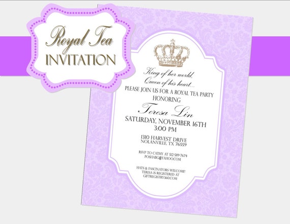 ROYAL TEA Party INVITATION Girls Birthday by KROWNKREATIONS