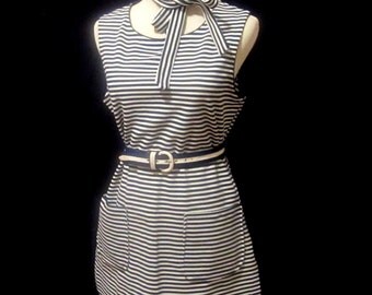 1969 Eastern Airlines Stewardess Navy Blue Smock Apron and Belts Flight ...