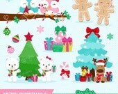 MERRY CHRISTMAS 2 Christmas Clipart , Reindeer Clipart, Owls Clipart, Christmas Tree / Instant Download Il_170x135
