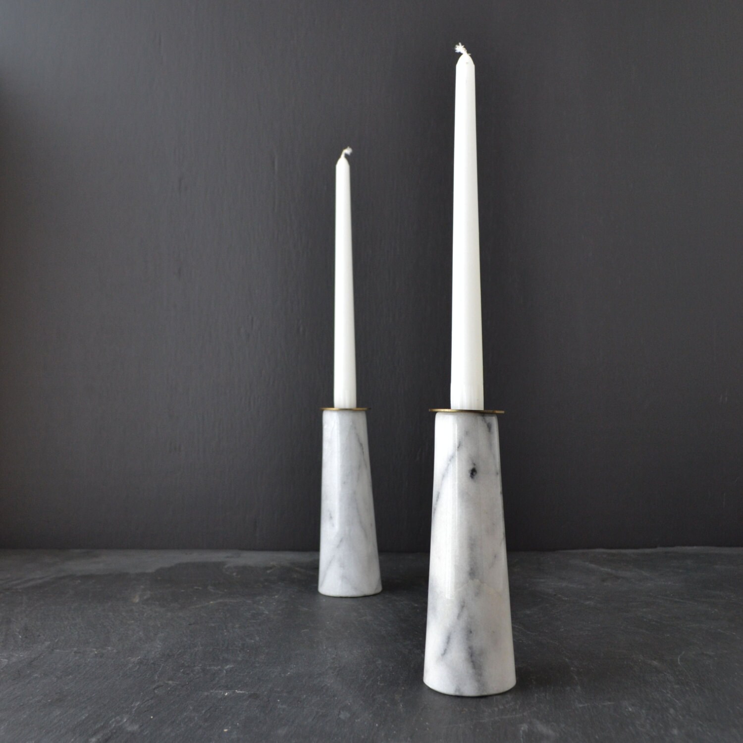 Mid Century Marble Candlesticks White Marble Candle Holder