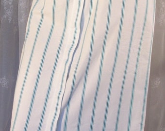 Vintage 80's women's high waist teal stripe cotton midi skirt by Calliope size 8