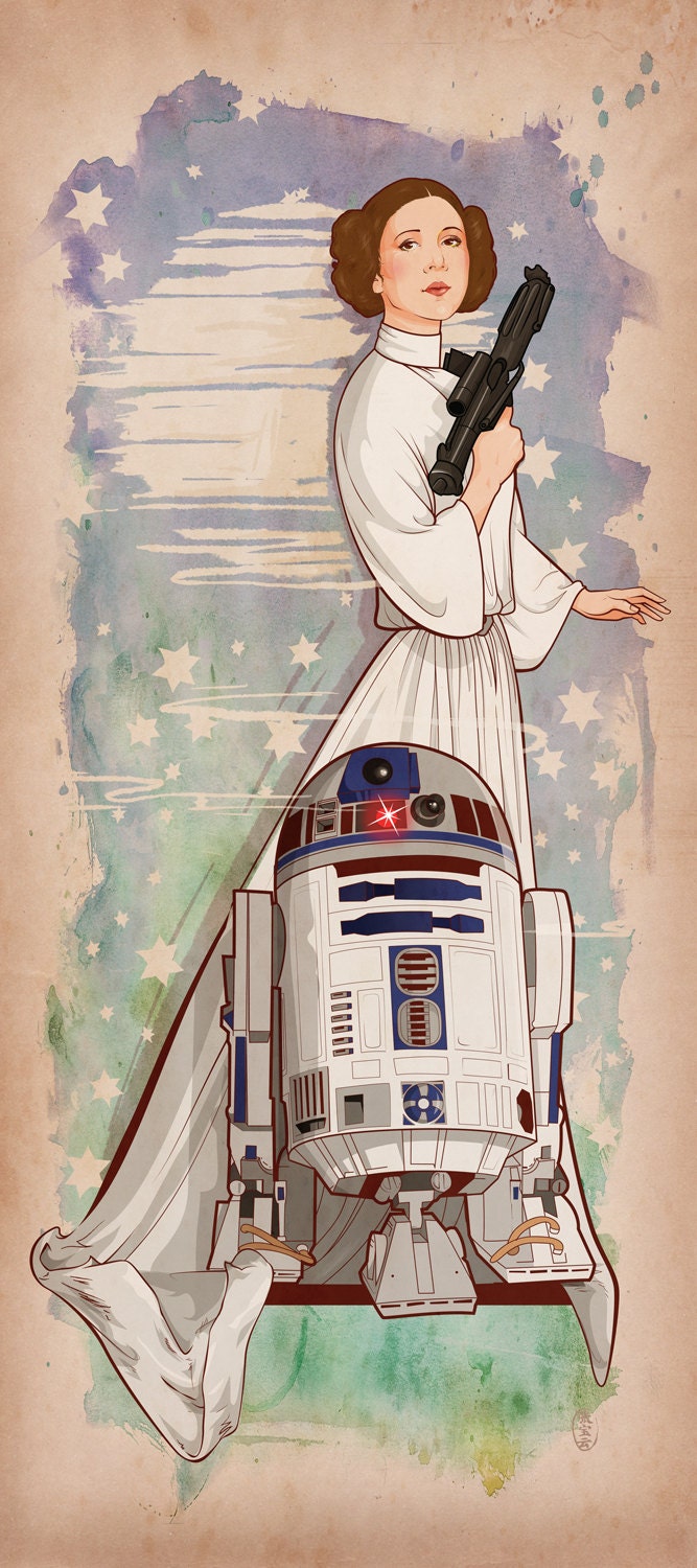 Download Princess Leia and R2D2 Print by cryssycheung on Etsy