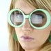 Vintage 60's Kelly Green Oversized Round Earring Sunglasses