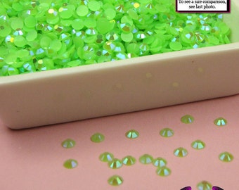300 pcs 3mm AB Jelly LIME GREEN Decoden Faceted Flatback Rhinestones