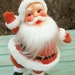Vintage Dancing Santa Figurine 1950s Flocked Christmas Decoration Holiday Decor Red Santa Claus