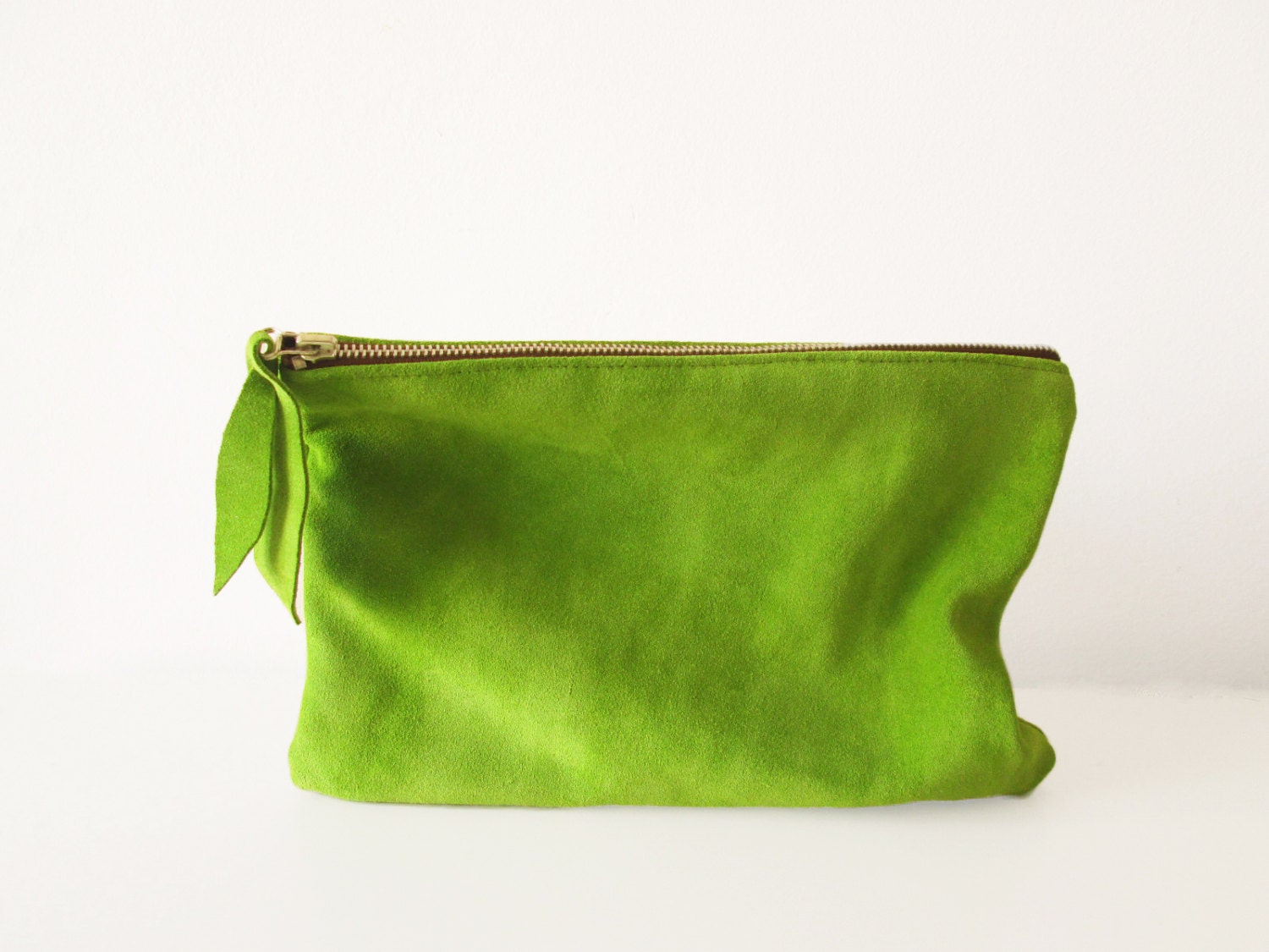 Lime Green Leather clutch Leather Pouch