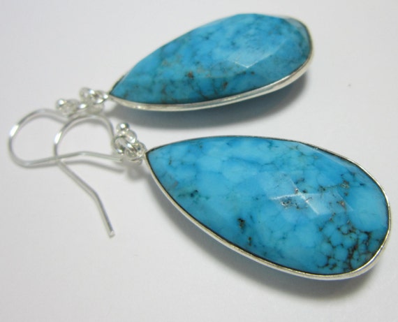 Natural Blue Turquoise with Sterling Silver Bezel by AraliaDesigns