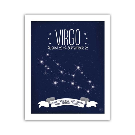 Virgo Star Map Zodiac Constellation Map by AnneGarrisonStudio