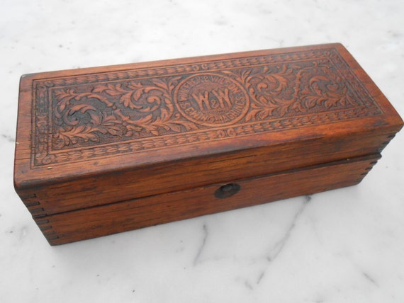 Antique Ornate Wooden Wilson Wheeler Sewing Machine Box