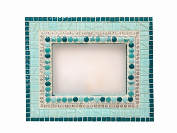 Accent Mirror  Teal Mixed Media Mosaic by GreenStreetMosaics
