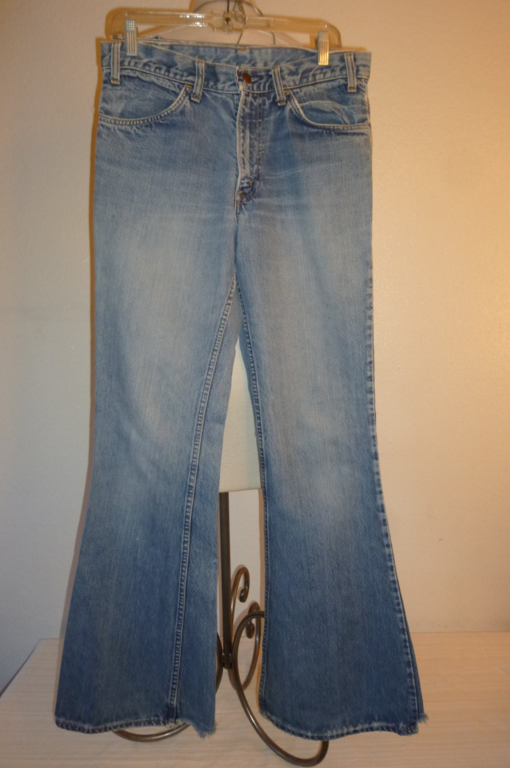 1960s LEVI'S BELLBOTTOM blue JEANS by ScreamingRags on Etsy