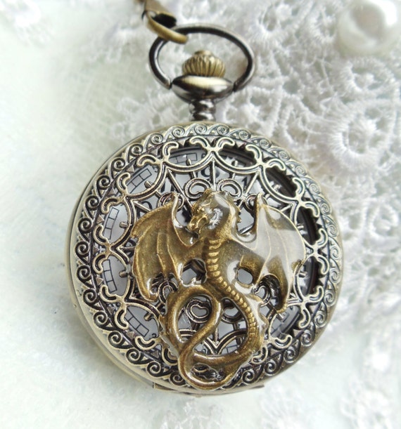 Dragon pocket watch men's pocket watch with by Charsfavoritethings