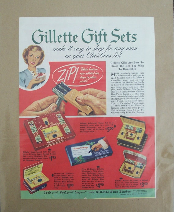 Vintage Gillette Gift Set Advertisement 1950s