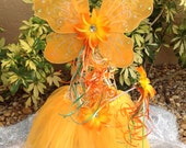 Orange Tutu Set, Princess Orange Pumpkin Costume, Orange Fairy Tutu Set, Orange Fairy wings, Orange Tutu, Flower Wands Il_170x135