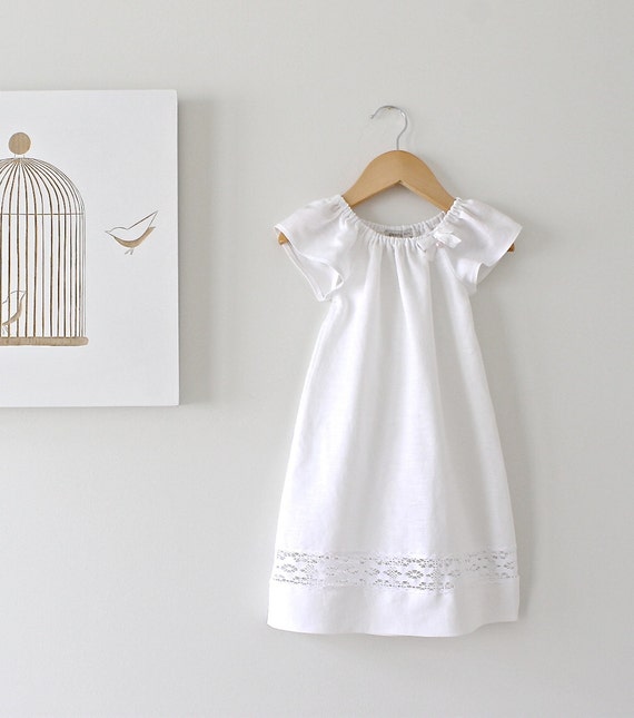 Baby Baptism DressSoft White Pure Linen and Lace