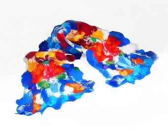 Felted Scarf Nunofelt Scarf Designer Scarf Multicolor Scarf Felt Wrap Wool Scarves ART DECO shawl Felt Nuno felt Silk Eco Fiber Art
