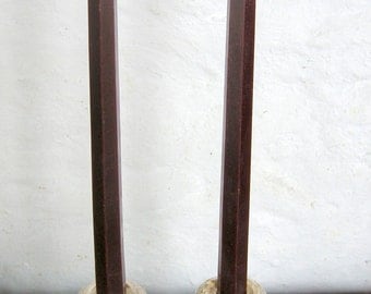 Pair Beeswax Hexagonal Plum Taper Candles Hand Crafted By The Beekeeper