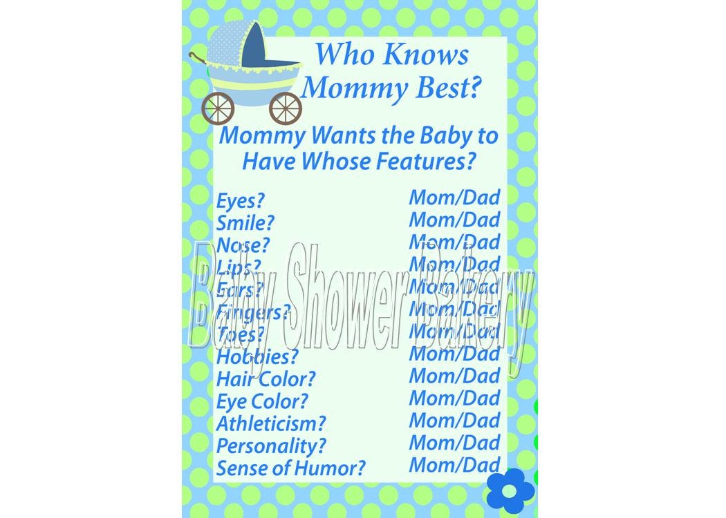 15 New baby shower party songs 774 Boy Baby Shower Game Who Knows Mommy Best by BabyShowerBakery 