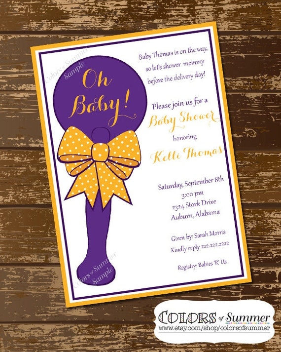 Purple And Gold Baby Shower Invitations 8
