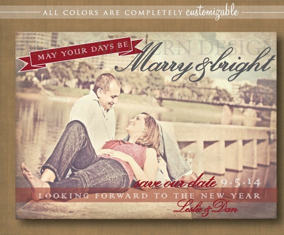 save the date christmas card marry and by SimplyModernDesignx