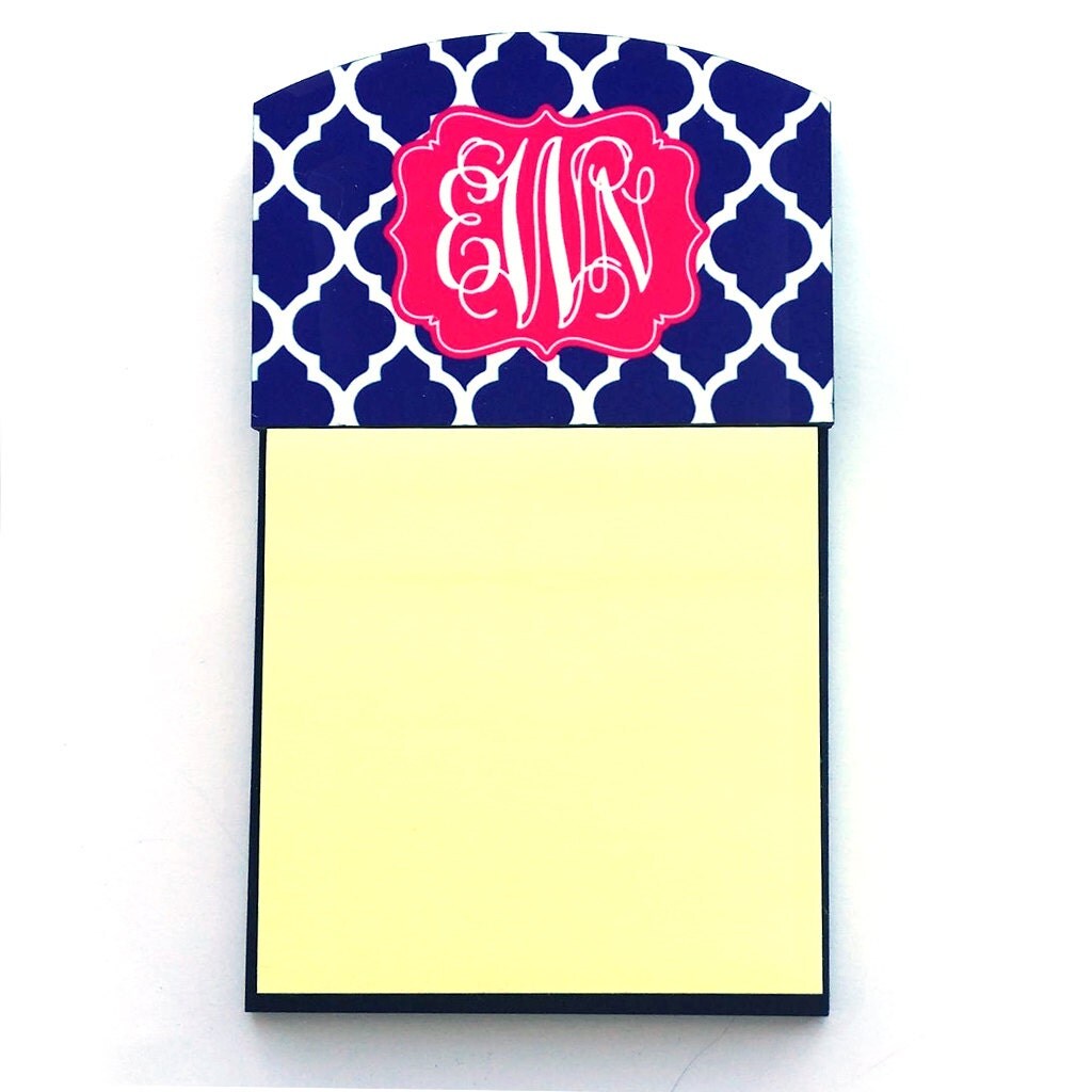 Monogram Sticky Note Holder Personalized Postit Note Holder
