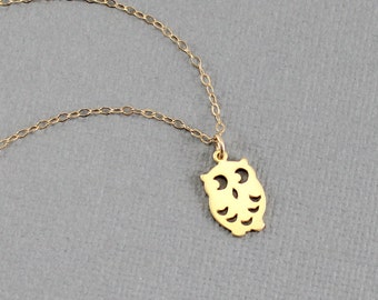 Owl Necklace, Owl Jewelry, Barn Owl Necklace, Dainty Owl Charm Necklace, Gold Owl Necklace, Birthday Bridesmaids Gift Idea, Gold or Silver