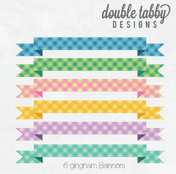 Items similar to Gingham Ribbon Banner clip art - Transparent png files