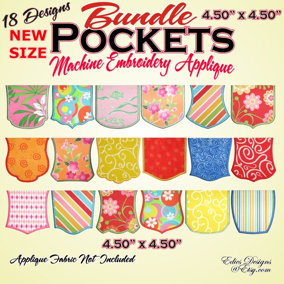 Pockets Machine Embroidery Applique Pockets by EdiesDesigns