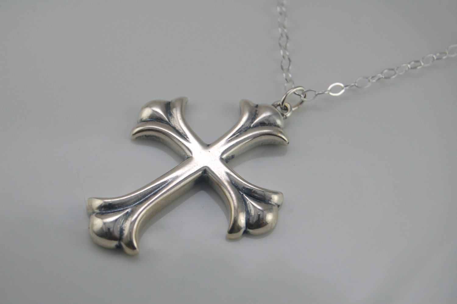 Cross Pendant Mens Cross Necklace Sterling Silver by SashJewelry