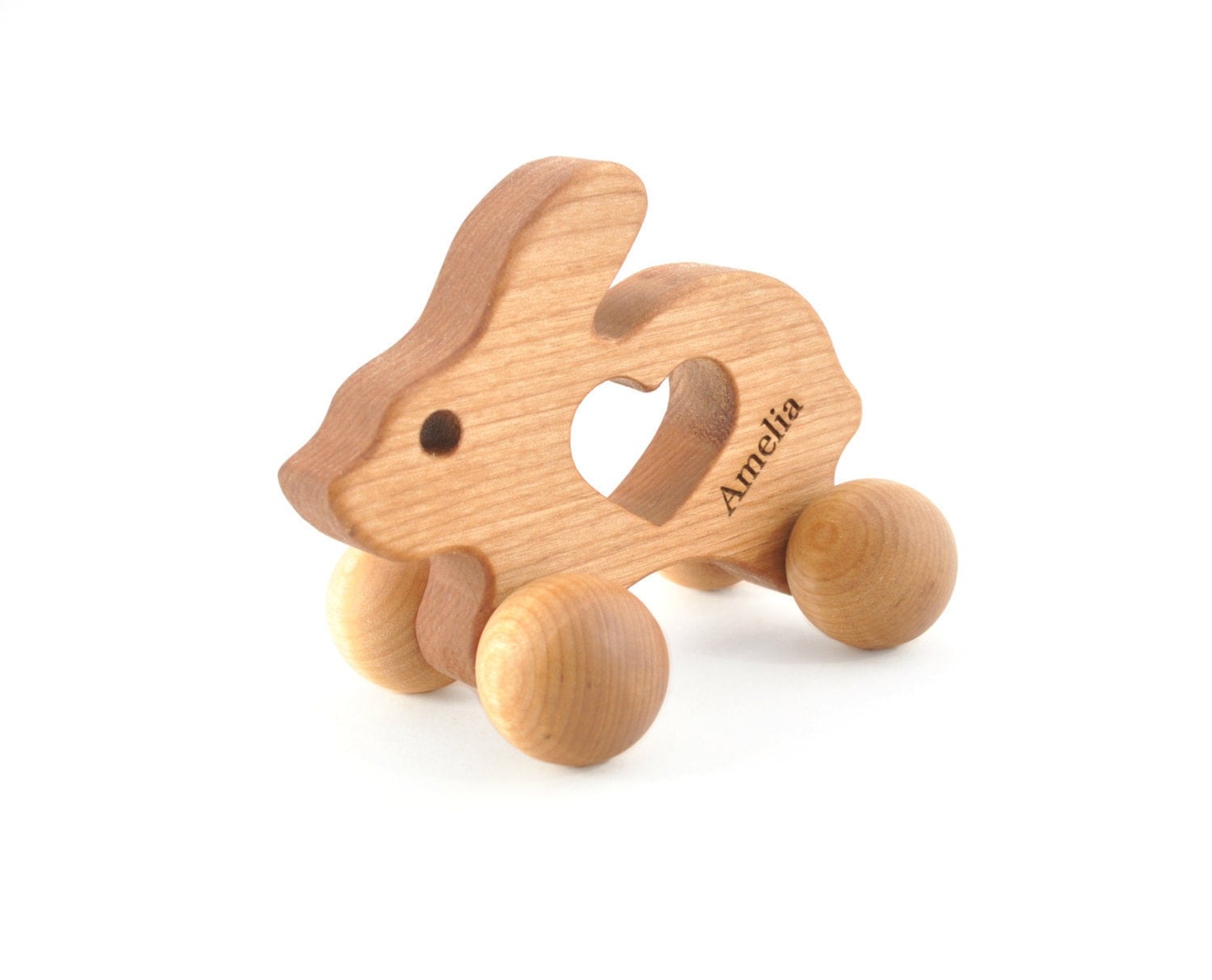 Personalized Wooden Bunny Toy Waldorf Wood Animal Toy