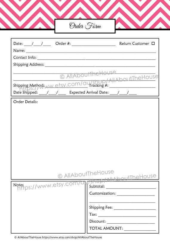 free ordering forms printables