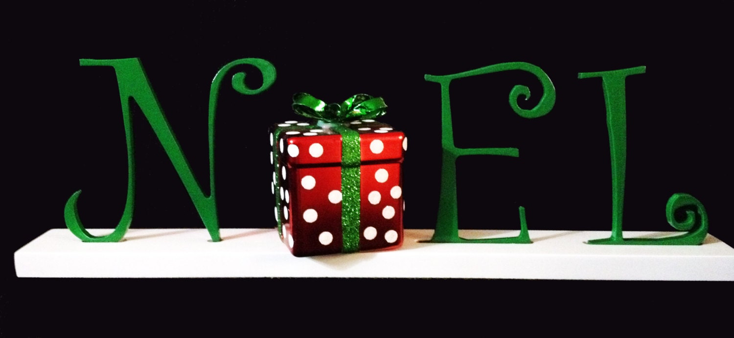 Christmas Decoration NOEL Letters, Polka Dot Present, Handmade