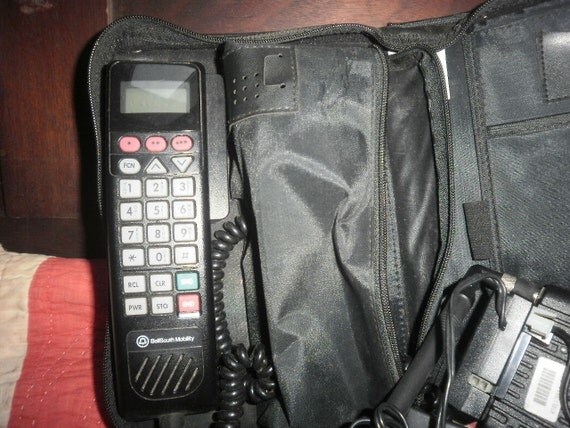 Items similar to Vintage Motorola Car Phone Leather Bag 12 Volt Battery ...