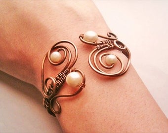 Bracelet Wire Wrapped Copper Jewelry Handmade Bracelet Hammered Copper Wire Wrap Bracelet