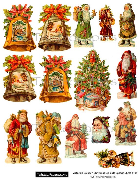 Christmas Tree SANTA Father Christmas Bells by TwistedPapers