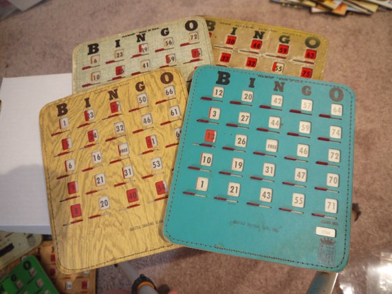 Vintage 1960s Reusable Bingo Game Cards set of 4