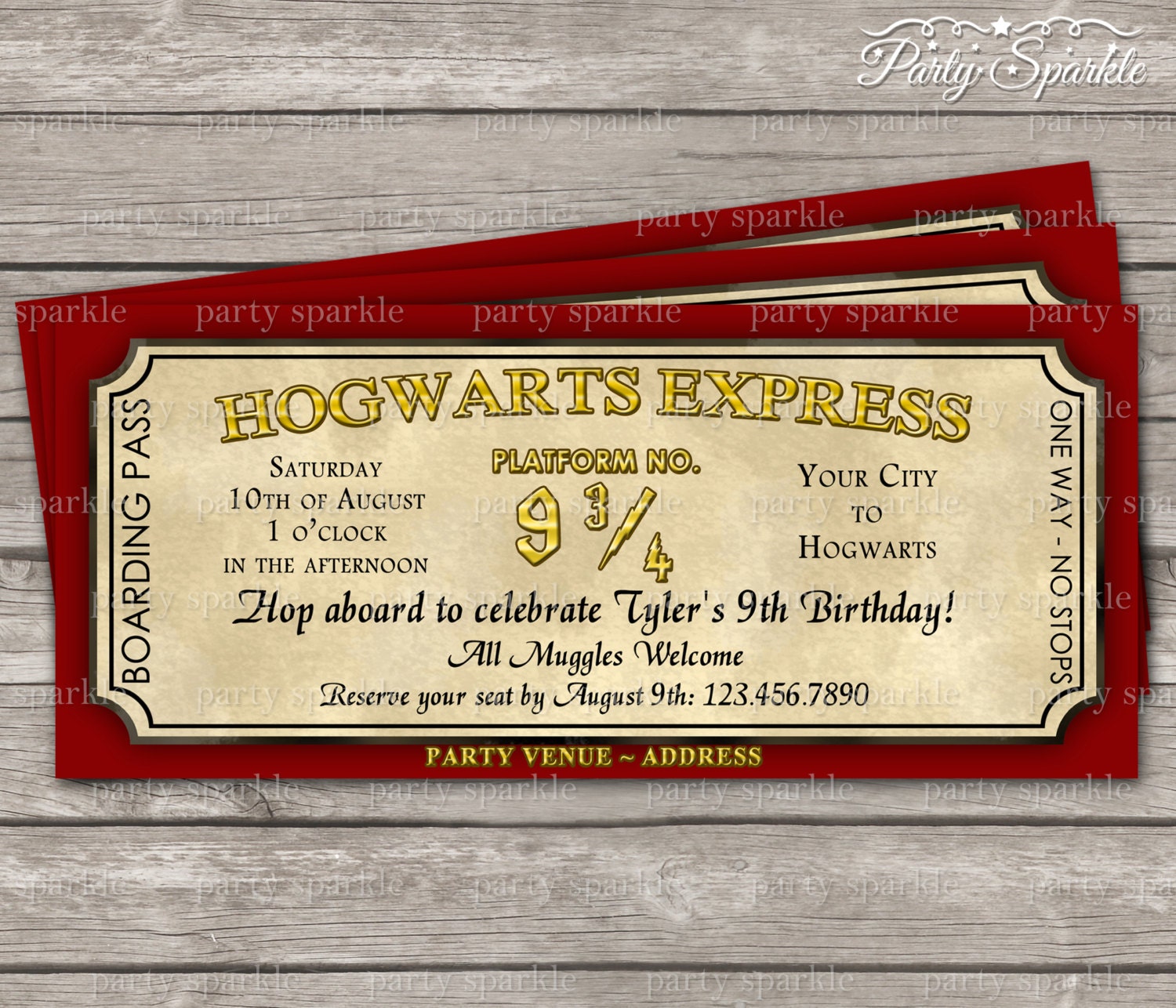 hogwarts express ticket invitation harry potter by partysparkle