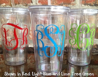Acrylic Vine Monogram Tumbler 16 ounce