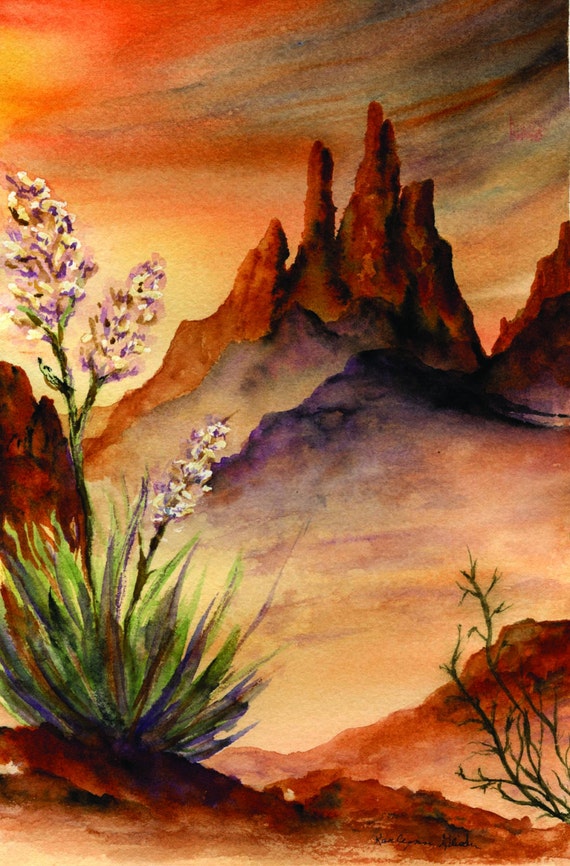 Desert Sunset Southwest Landscape Painting Print from