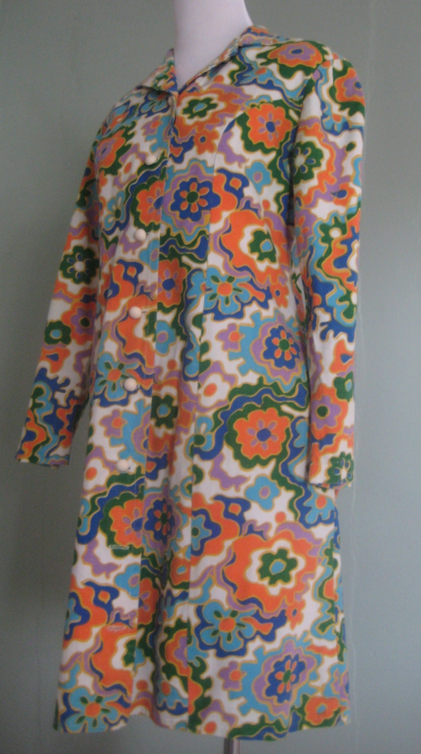 Sale Vintage Floral Coat Dress by MeowKobra on Etsy